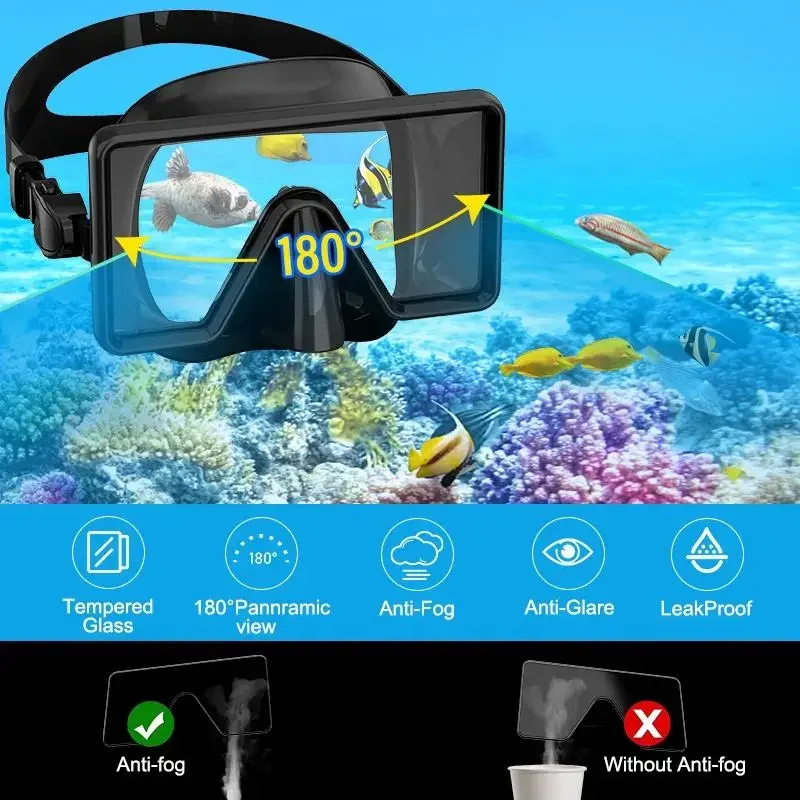 Factory OEM Custom Logo Snorkeling Mask Set Full Dry Silicone Scuba Diving Mask And Snorkel Set