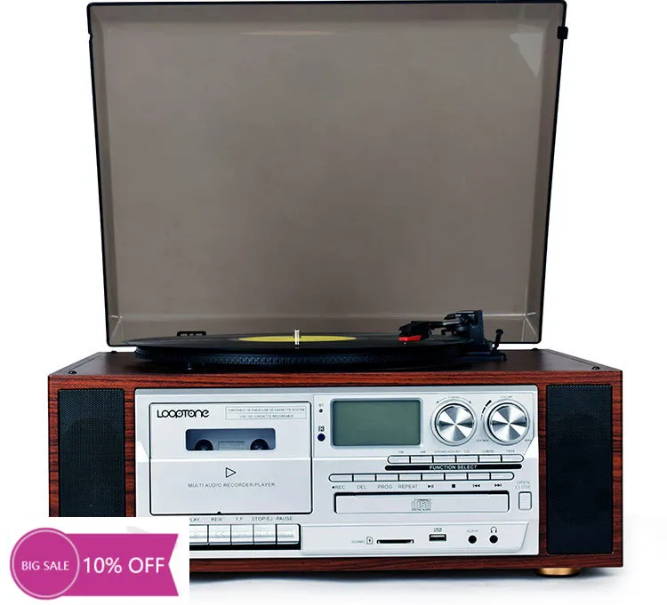 

Vinyl record player Gramophone Multifunctional CD tape FM/AM radio Bluetooth speaker U disk SD card internal recording