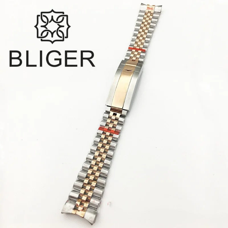 Imagem -05 - Bliger-pulseira de Relógio Adequada para Caixa de Relógio Mecânico Masculino Dois Tons Rosa Dourado Prateado Dourado Bracelete Jubilee 40 Mm41 mm 20 mm