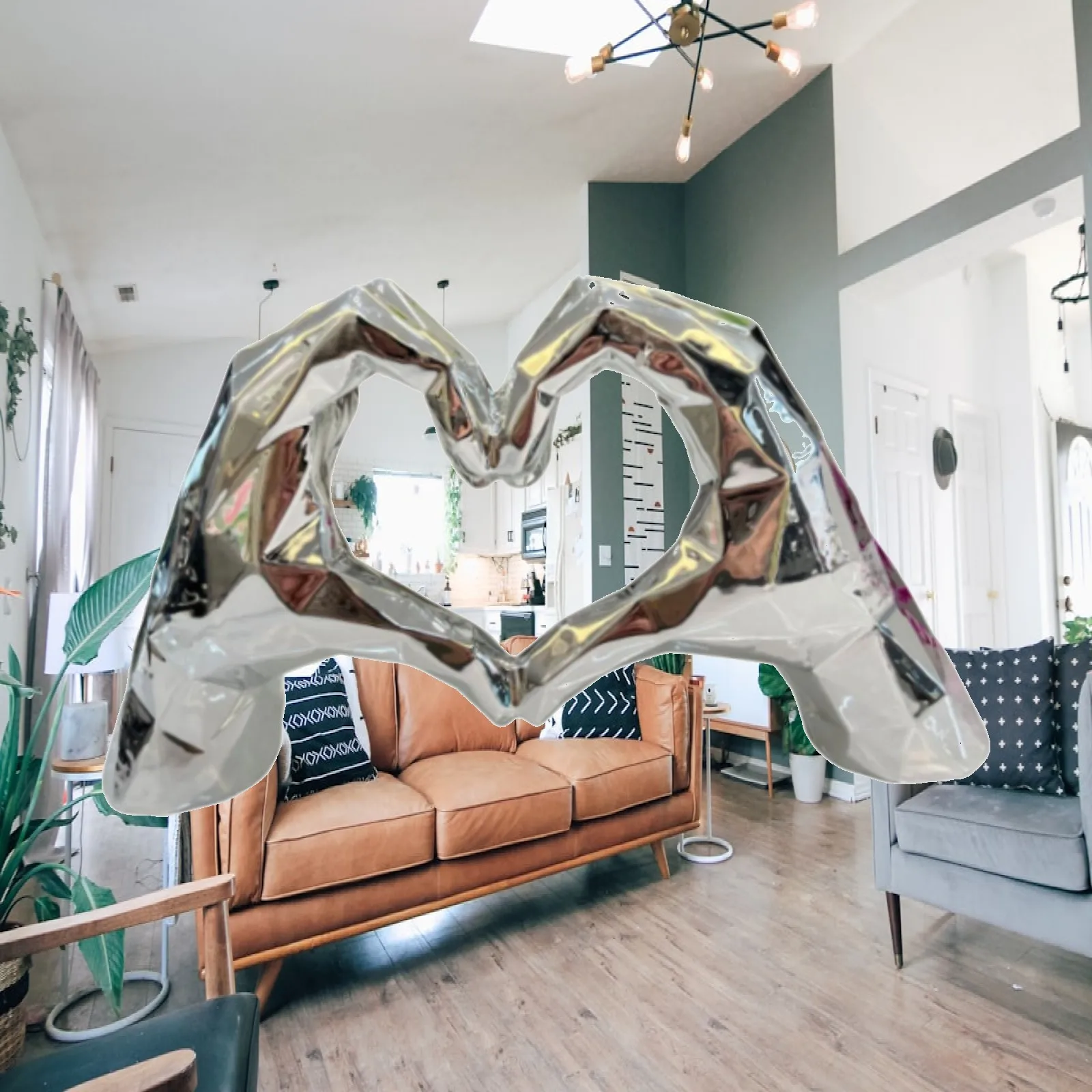 Heart Hand Sculpture Wedding Decoration Party Favors Heart Gesture Figurine Resin Ornament for Shelves Bedroom Desktop