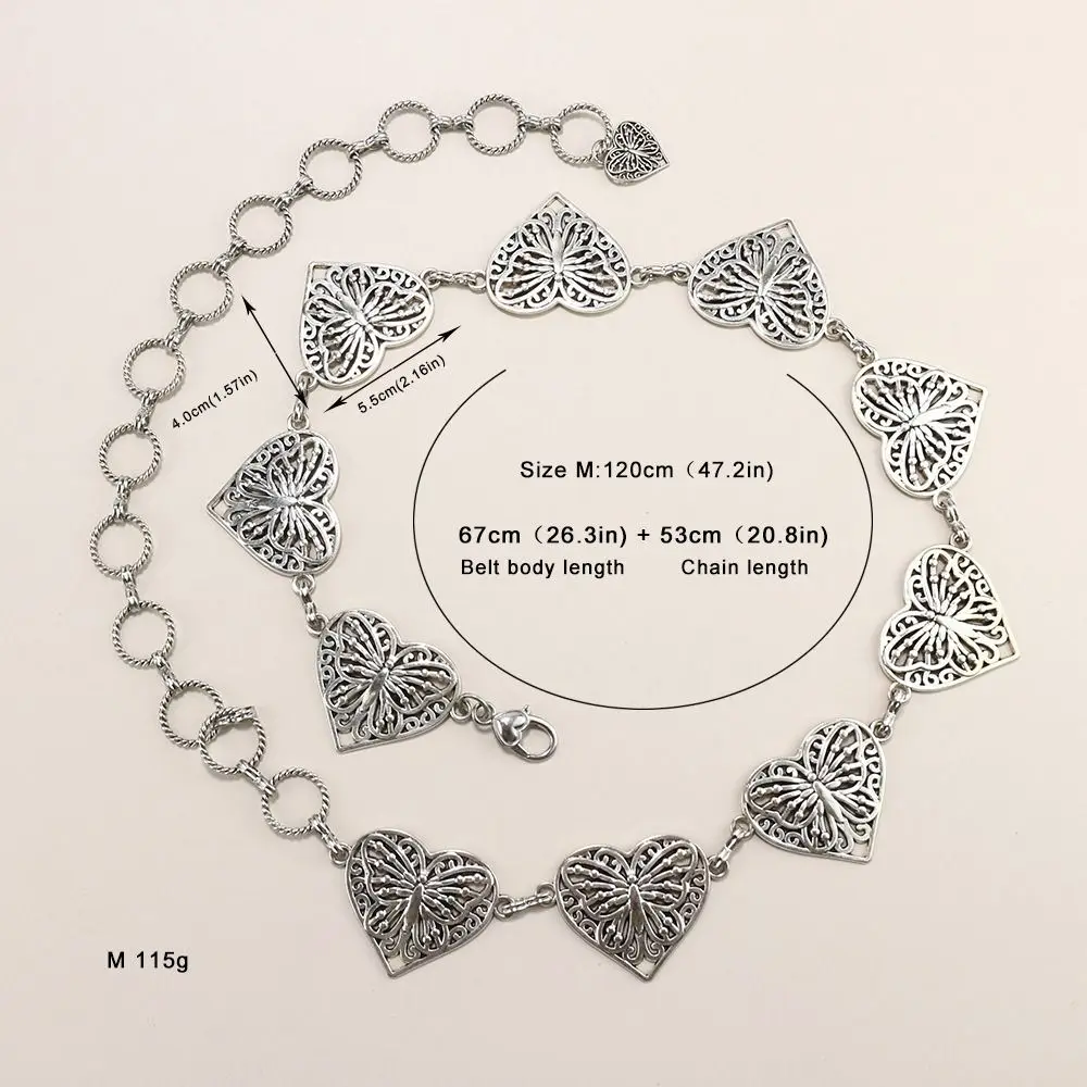 Cintura in vita regolabile in metallo retrò Cintura skinny decorata Boho Cintura da cowgirl occidentale in argento da donna