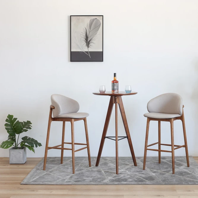 

Modern Luxury Furniture Wooden Nordic Dining Chairs Bar Stool High Chair Wooden Counter Set Wooden
