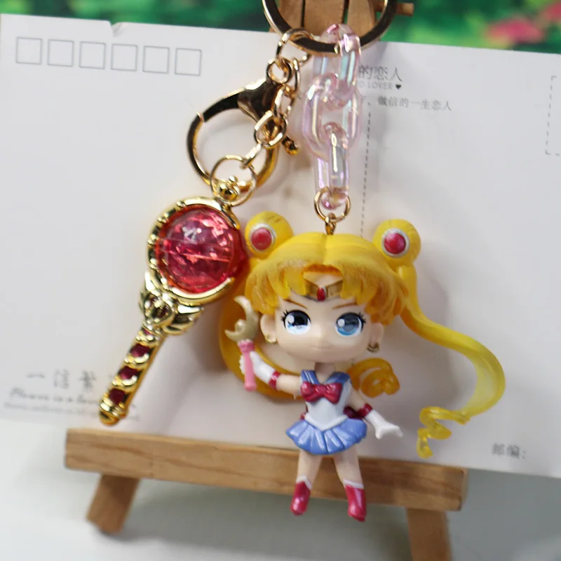 New Sailor Moon circostante portachiavi per auto Tsukino Usagi Anime Girl Figure portachiavi zaino ciondolo bambola bambini Hots giocattoli modello