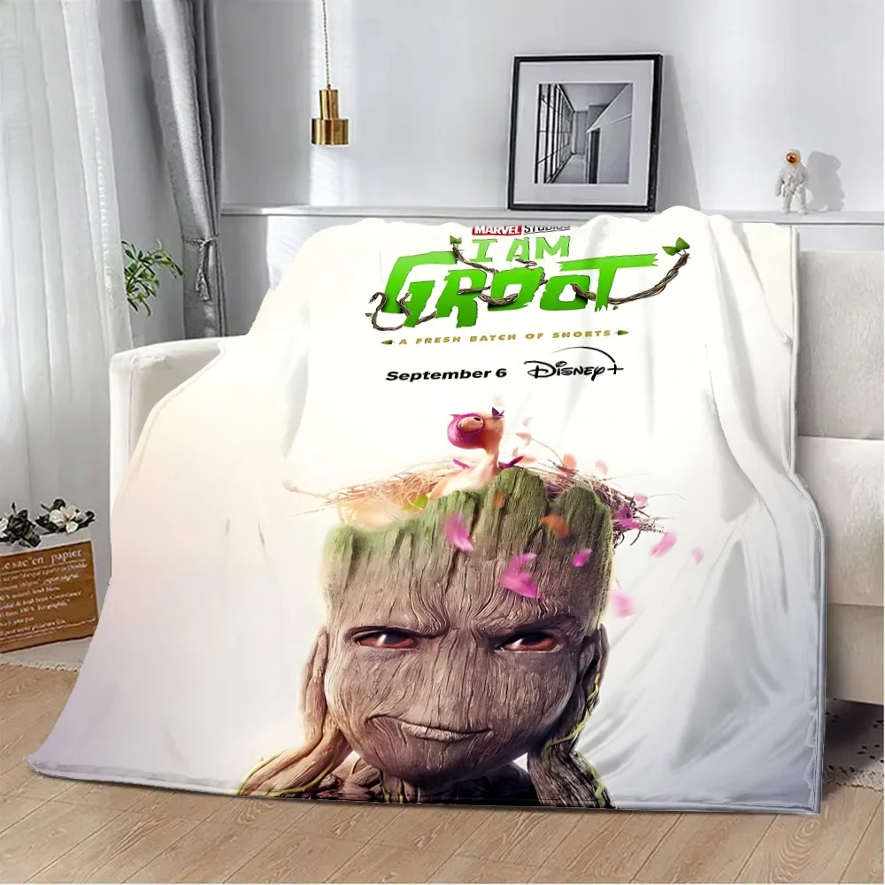 Printed Blanket Picnic Blankets Warm Blanket Soft and Comfortable Groot Blanket Home Travel Birthday Gift