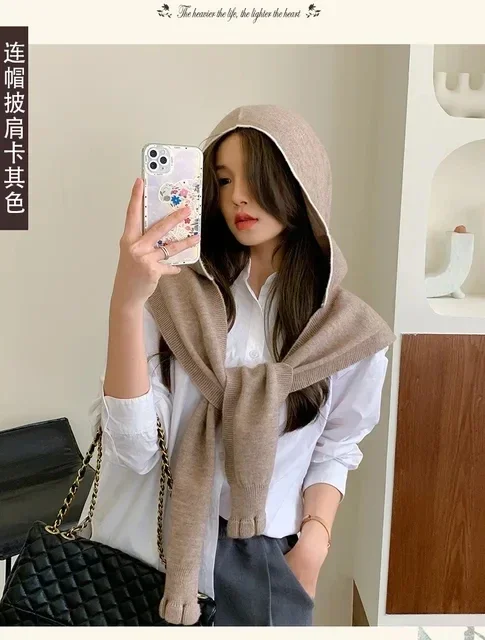 New Knitted Shawl Women's Summer Outside Air-conditioned Room Cloak Spring Autumn Korean Fashion Shoulder