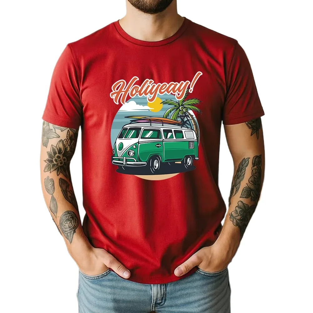 New Summer 100% Pure Cotton T-Shirt Retro VW Bus Beach Surf Graphic Street Cool Casual Tee Breathable Short Sleeve view 6