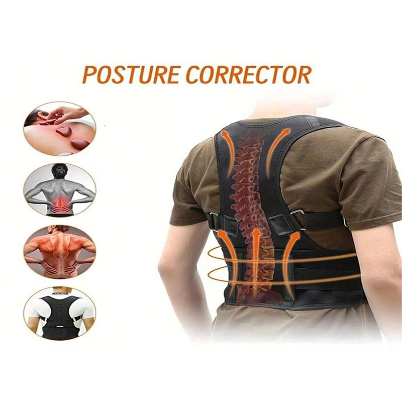 Back Brace Posture Corrector Magnetic Lumbar Back Support Belt Support Straightener For Spine Relieve Back Pain Improve Posture