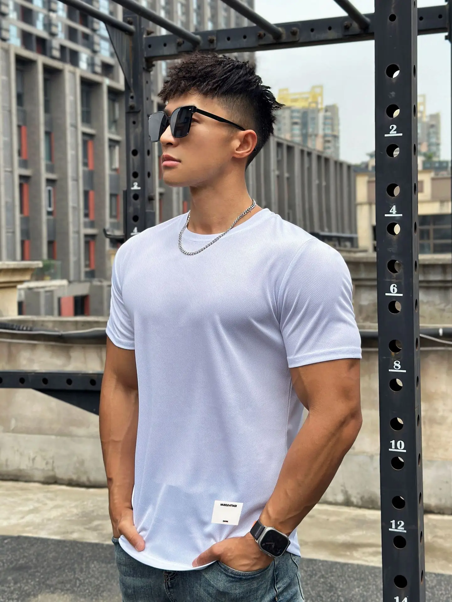 2024 new Men Summer Short Sleeve Fitness T Shirt Running Sport Gym Muscle T Shirt Workout Casual High Quality Tops Clothing