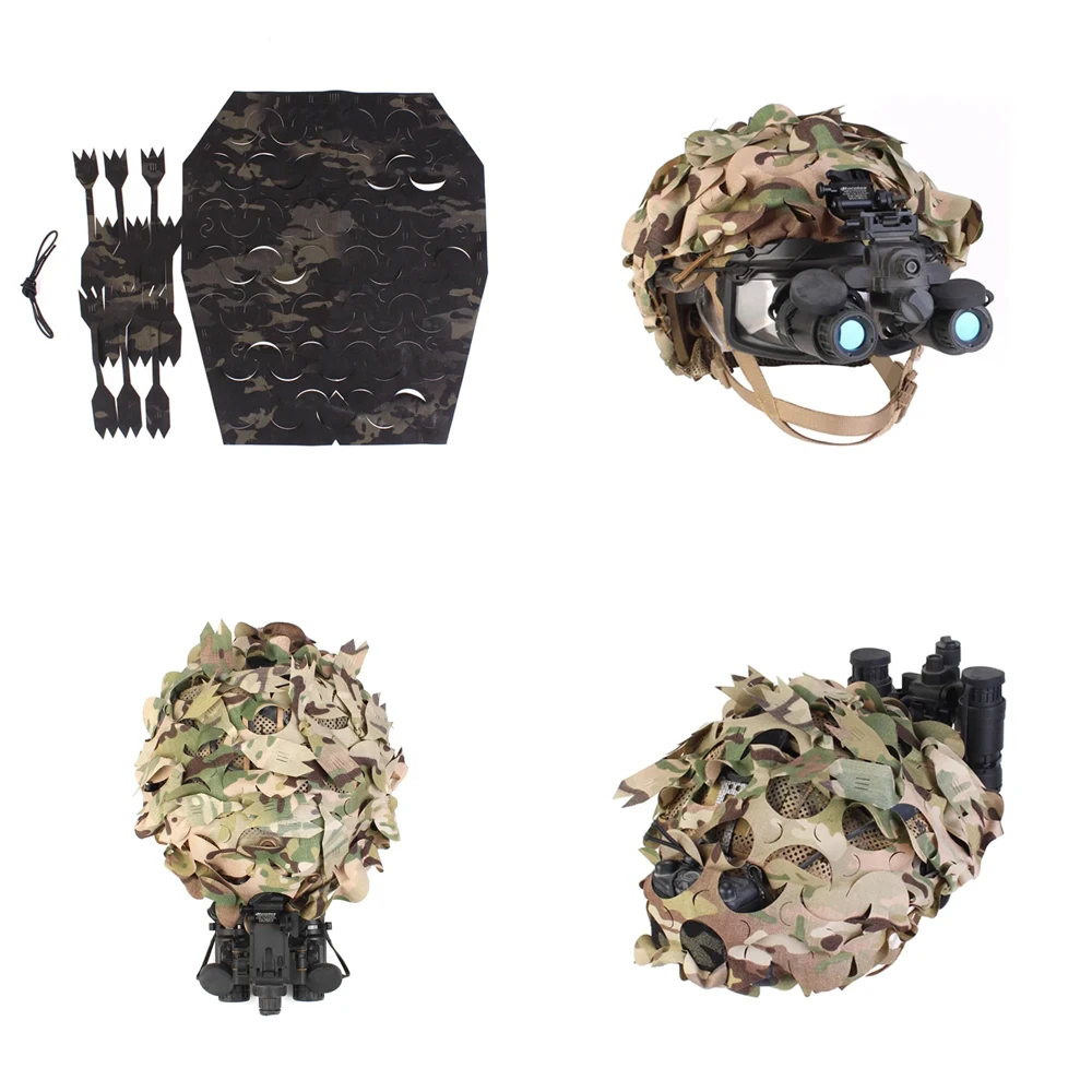 NEW Outdoor Hunting CS Game Tactical PREDATOR GHILLIE Helmet Cover Camouflage Cloth 3D Camo Net OT20