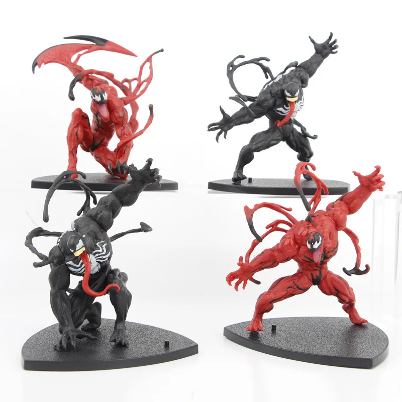 Venom 4PCS Red Black Venom Carnage Anti-Hero Spider-Man PVC Action Figurine Desk Collectible Anime Model Toys Figures Gift