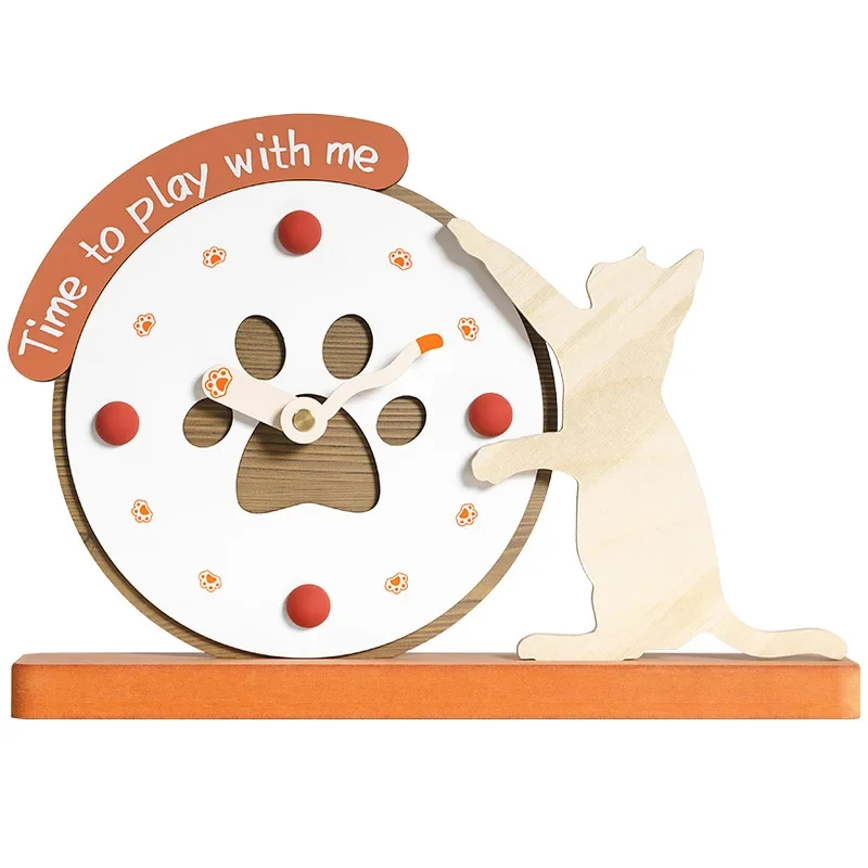 

Playful cat ornament clock home accessories living room entrance wine cabinet TV cabinet desk