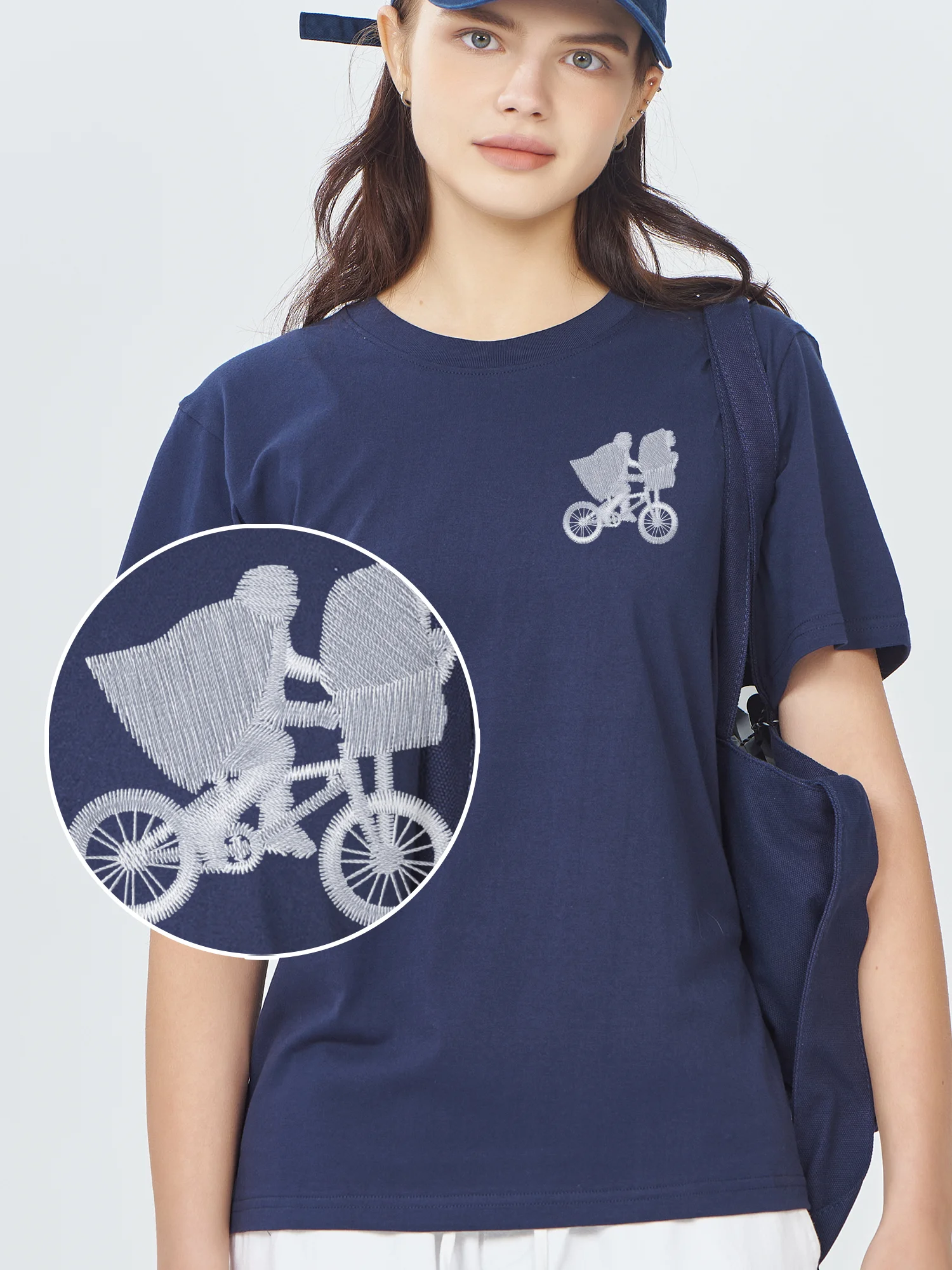 

The Bike Basket Embroidered Tshirt 100% Cotton Embroidery T-Shirts Grey Shirt Graphic Tee Funny T Shirts Aesthetic