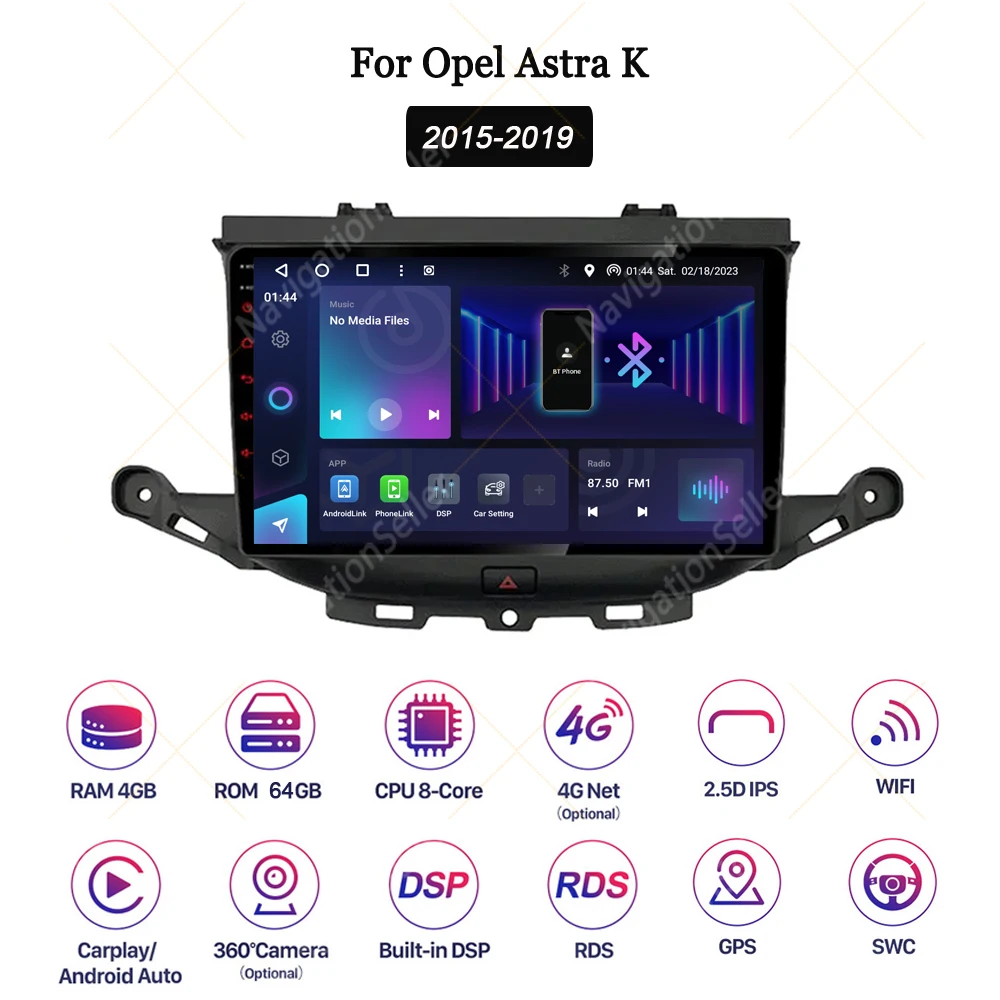 Car Stereo For Opel Astra K 2015 2016 2017 2018 2019 Android 15 Car Radio Video Carplay Multimedia Player Head Unit BT Wifi DSP