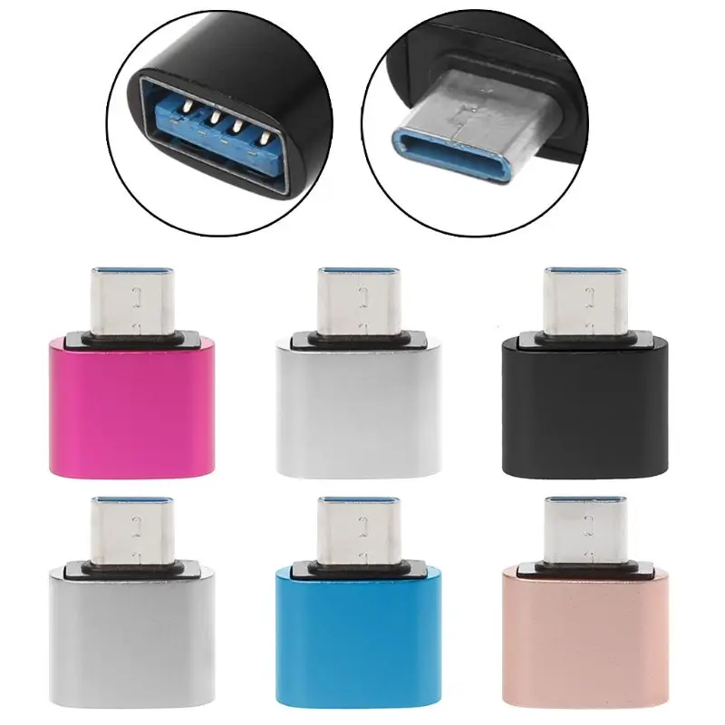 1PC Mini USB 3.1 C Macho para Adaptador USB Macho Tipo C para USB 2.0 Conversor Fêmea