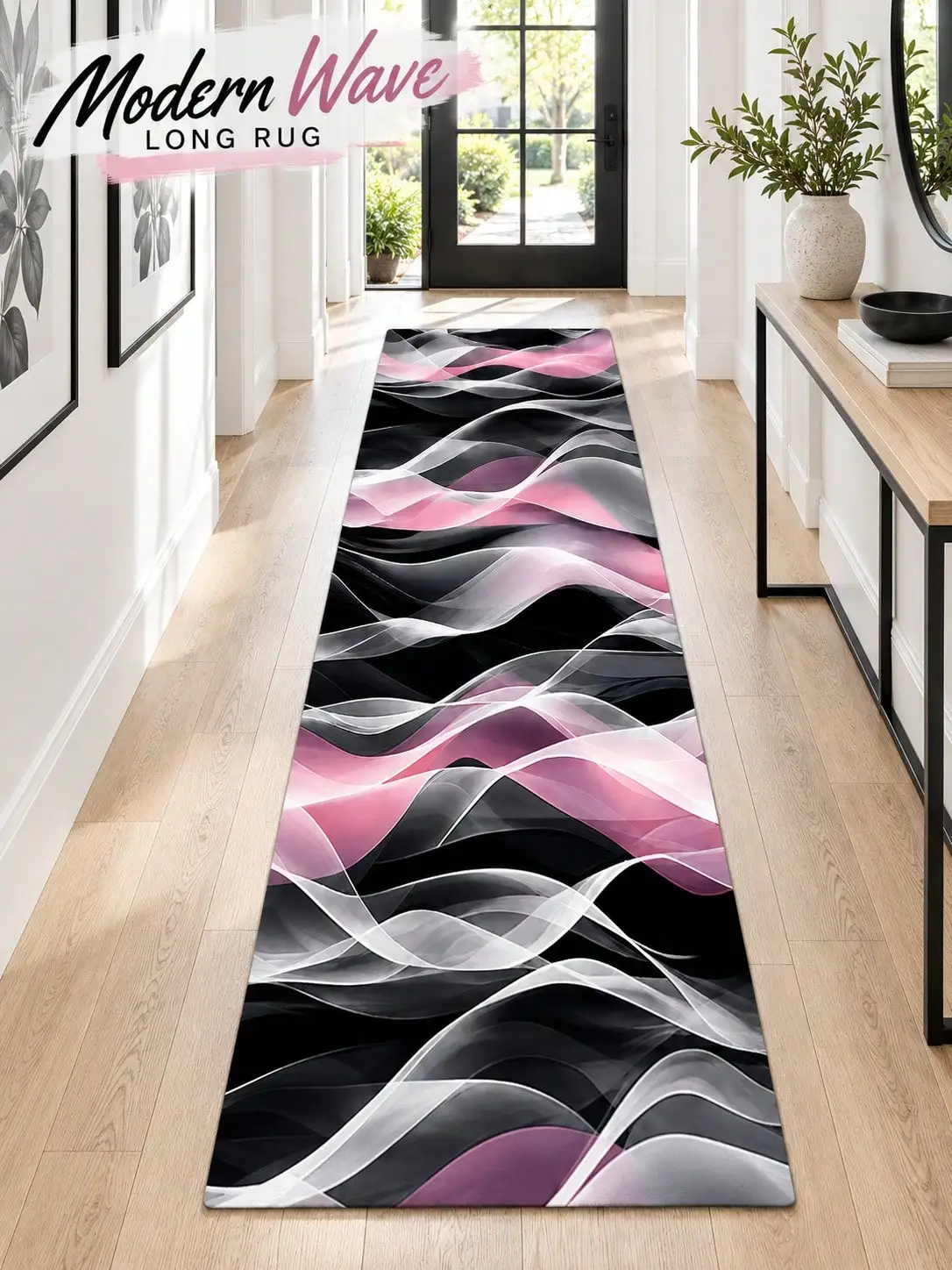 Wave Lines Aisle Runners Long Carpet Runner Rugs Hallway Entryway Kitchen Laundry Room Bedroom Floor Decor Apartment Home Furnishing Entranceway Makeover Beside Cabinets Christmas Birthday Anniversary Housewarming Gifts for Family and Friends