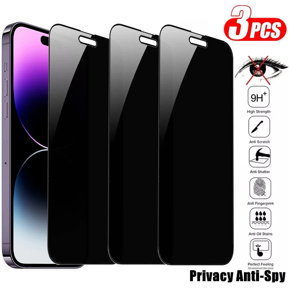 

3PCS Privacy Screen Protector For iPhone 14 PRO MAX Anti-Spy Glass For iPhone 13 12 11 XS Max XR 7 8 Plus SE 2022 Tempered Glass