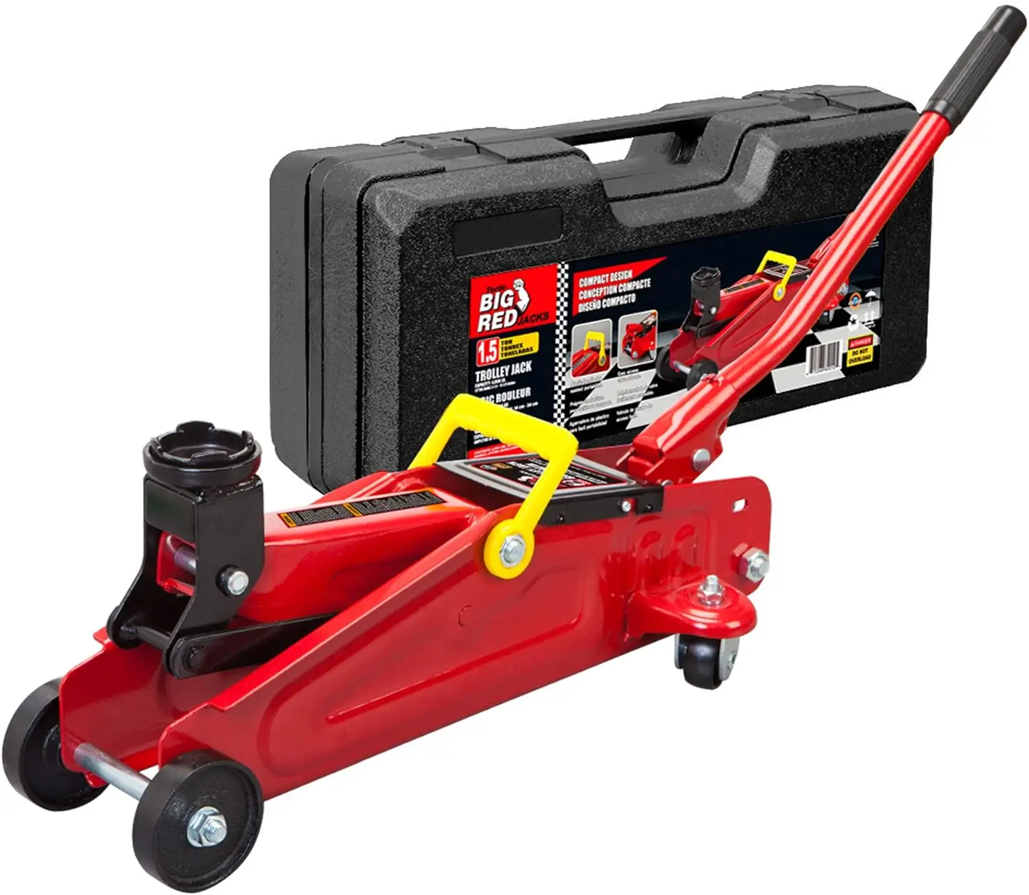 

T820014S Torin Hydraulic Trolley Service/Floor Jack with Blow Mold Carrying Storage Case, 1.5 Ton (3,000 lb) Capacity, Red
