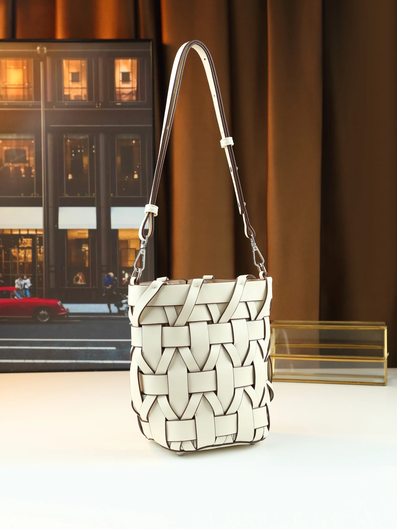 

Fashion versatile woven women's bag bucket bag messenger bag cylinder small shoulder bag