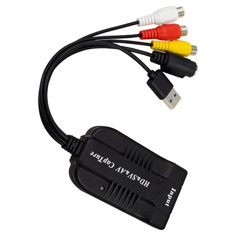 USB2.0 Video Capture Card For VHS To Digital Converter HD/RCA/S-Video To USB Audio Video Record Capture Device