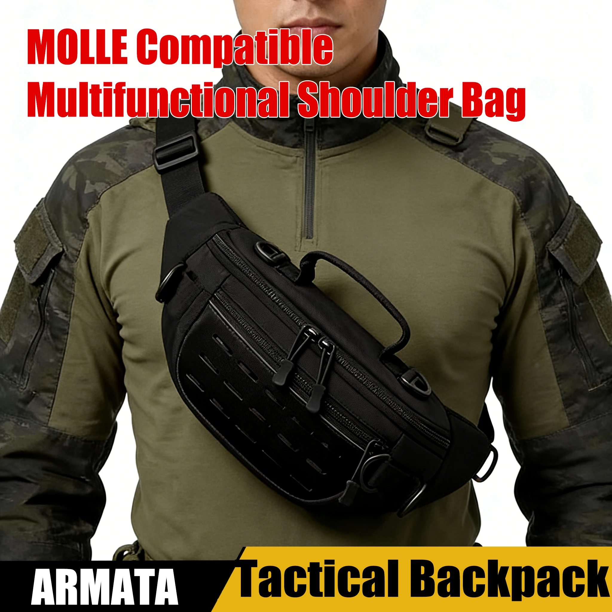 

Tactical Waist Bag Multifunctional Shoulder Bag Outdoor Travel Casual Crossbody Bag Fishing Lure Bag for Men