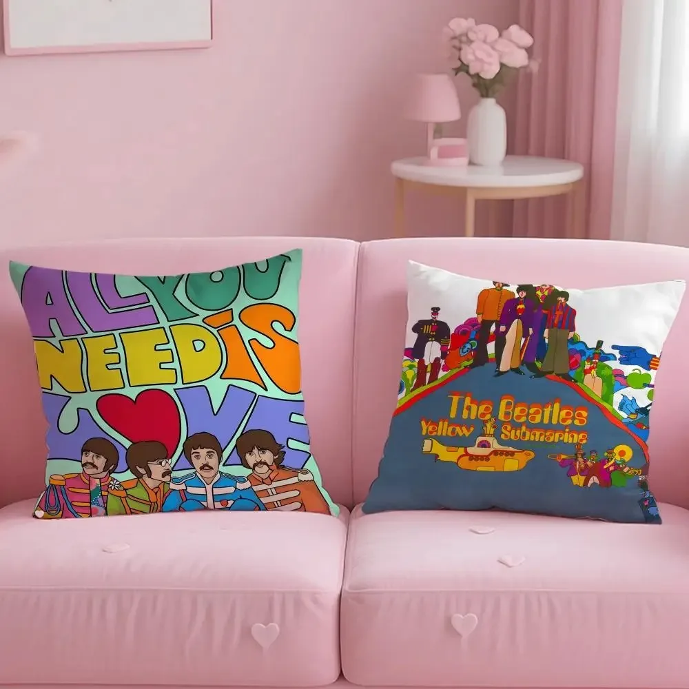 The Beatles Music Throw Pillow Cover Double Sided Soft Linen Pillow Cover Bedroom Living Room Couch Decor Retro Nostalgic Gift