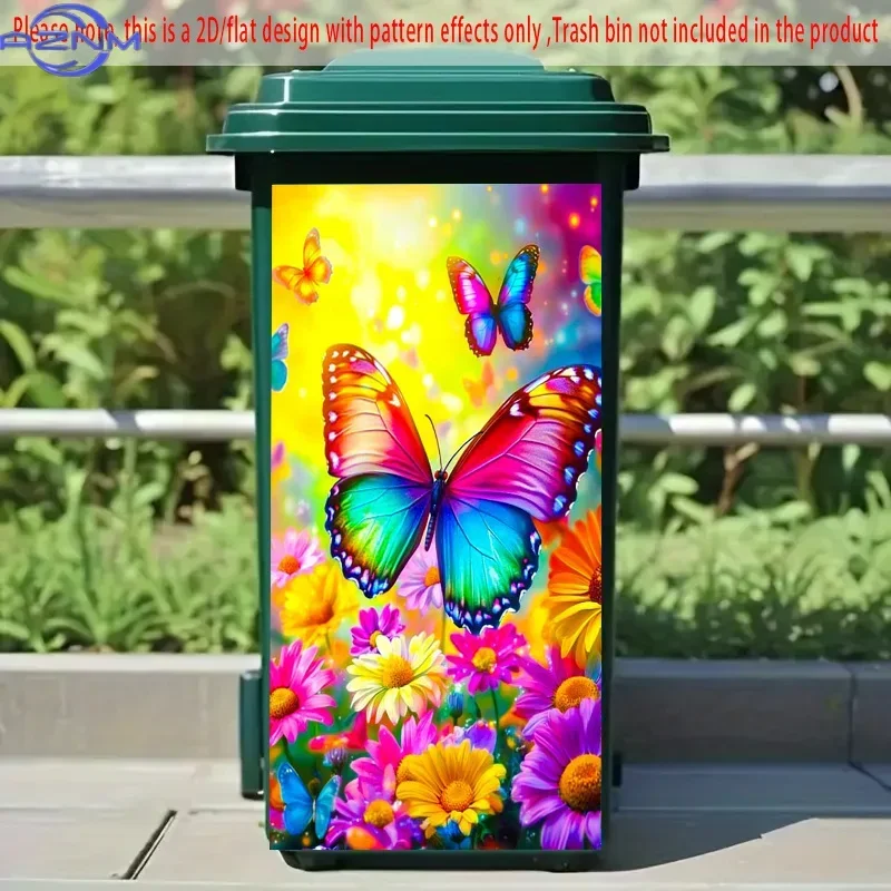 Household Bin Makeover Sticker 2D Pattern Print Decal for Trash Can Surface
