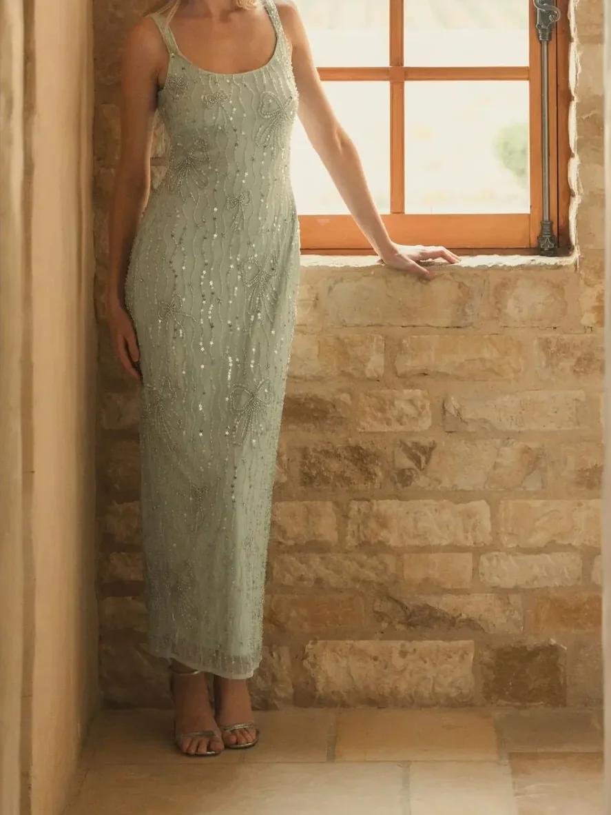 

Classic Sleeveless Sequined Beading Straight Formal Evening Dresses Birthday Party Prom Gowns Customized