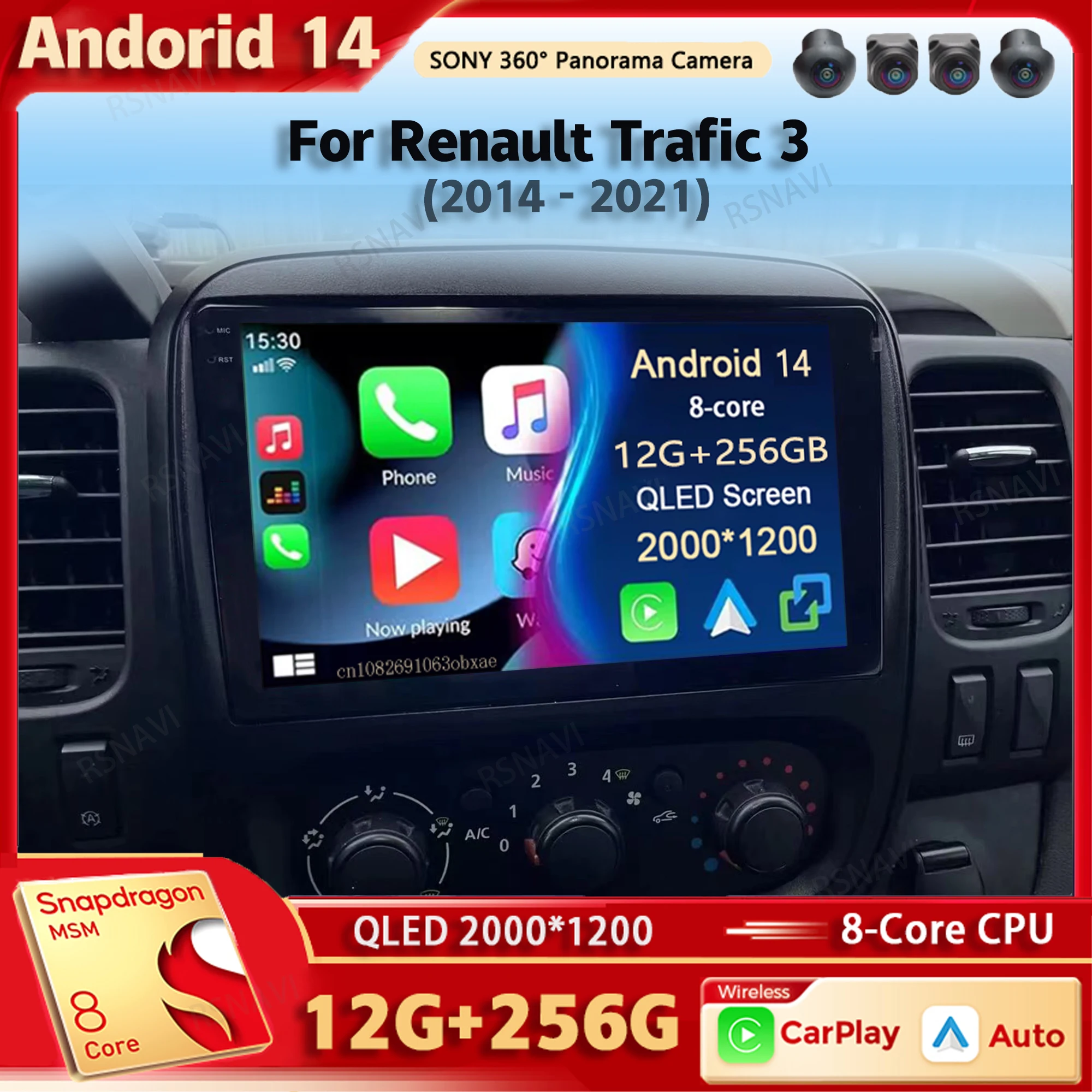 Android 14 Car Radio Multimedia Player For Renault Trafic 3 2014-2021 Opel Vivaro B 2014-2018 Auto Carplay Car Stereo Ai voice