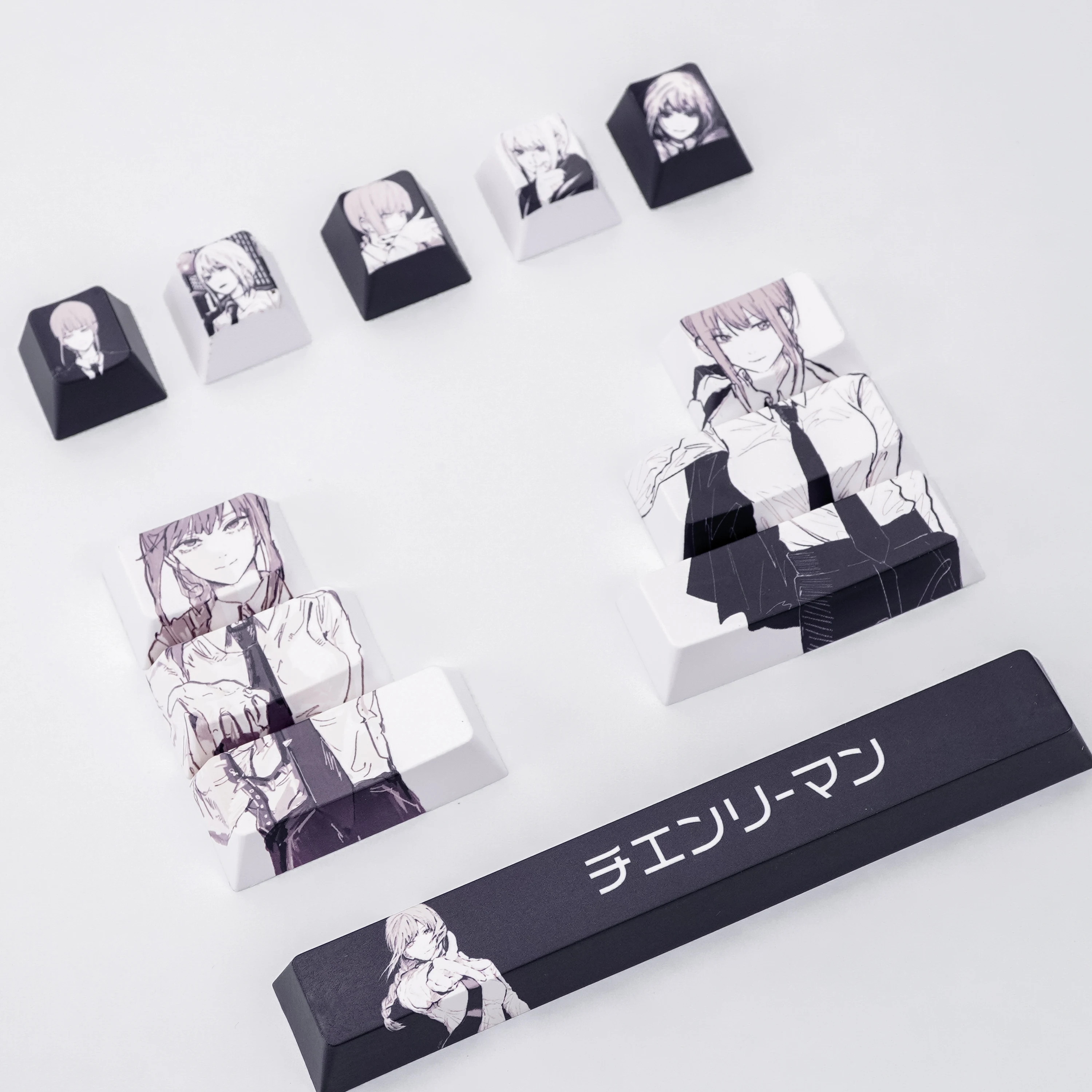 

Колпачки для клавиш Makima с героями мультфильмов, 12 шт., колпачки для клавиш из ПБТ, вишневые колпачки для клавиш, японские колпачки для клавиш, колпачки для механической клавиатуры Dye-sub