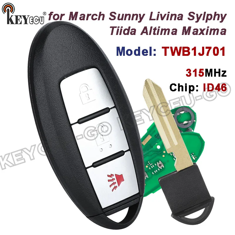 

Чип KEYECU 315 МГц PCF7952/ID46 TWB1J701 85E3-1HH0D для Nissan Livina March Sunny Tiida Sylphy Altima Maxima, дистанционный брелок