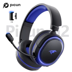 Picun G2 Wireless Gaming Headset Bluetooth 5.3 2.4G Headphones 7.1 Surround 5ms Low Latency ENC Mic for PC PS4 PS5 Phone Switch