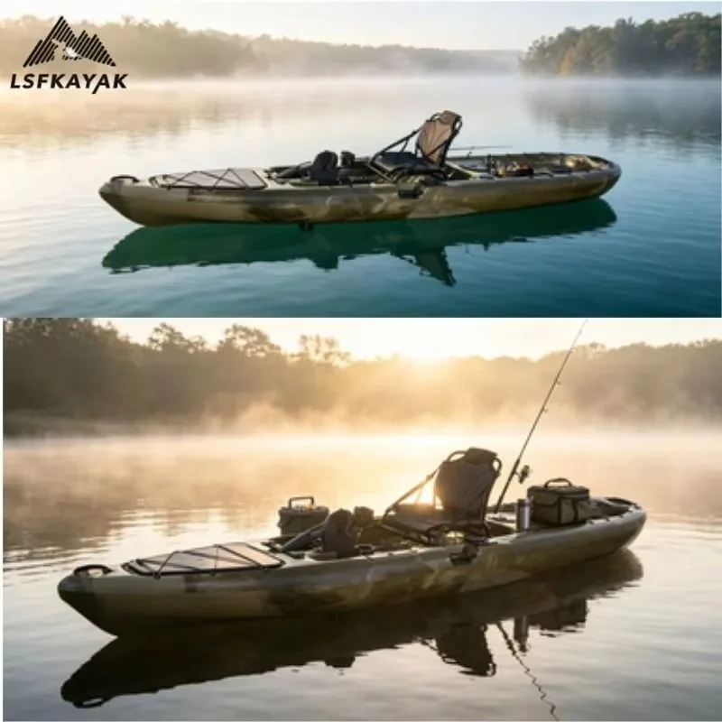 Kayak 3.96m Fishing Boat One Person Propel Pedal Kayak Lightweight And Stable With HDPE