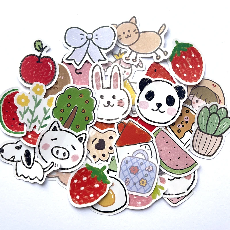 

Stickers 34pcs Cartoon Anime Hand Account Stickers Small Animal Avatar Hand-painted Diary Children's Growth Album Decoration