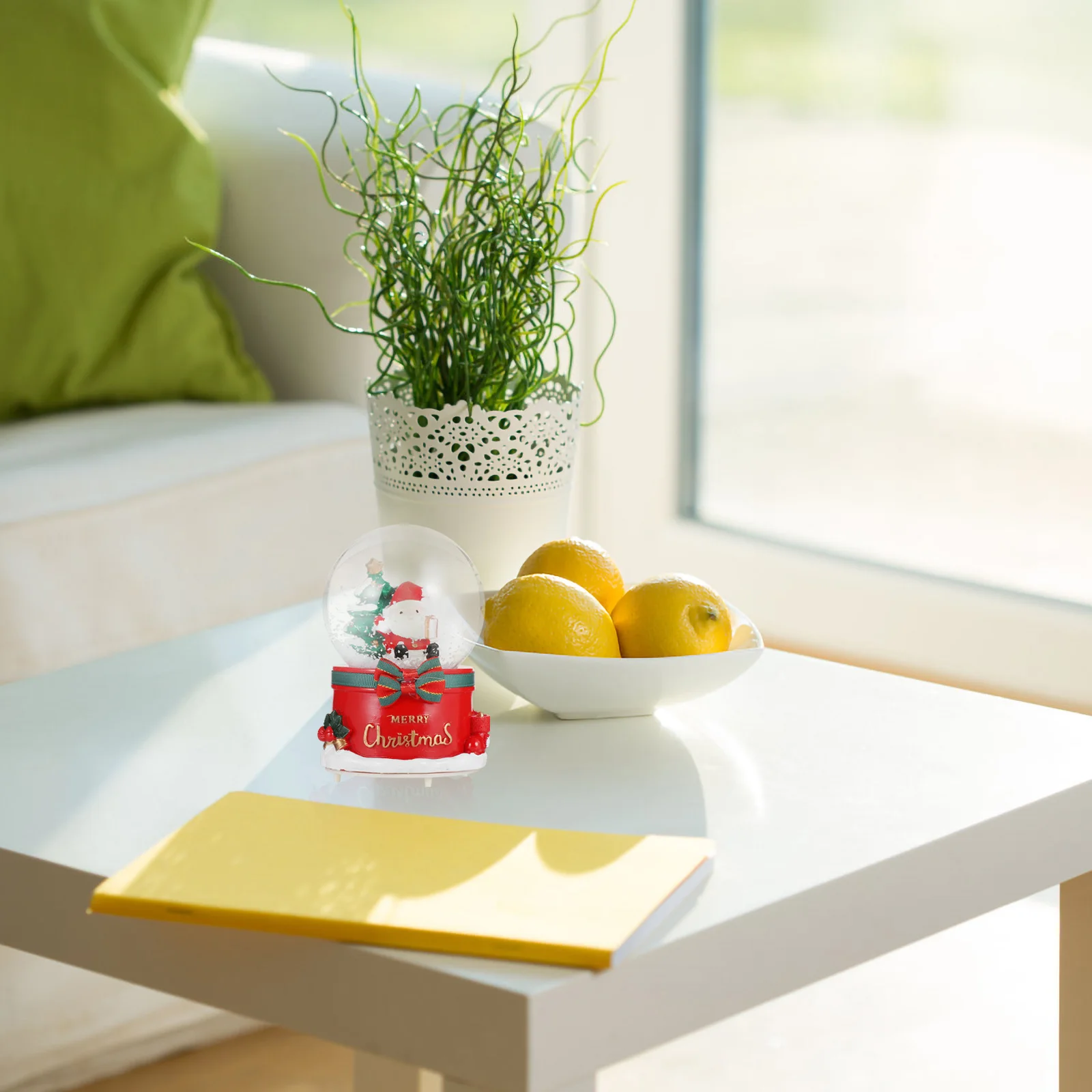 

Crystal Ball Music Box Christmas Santa Claus Animated Light Up Globe with Festive Songs Home Office Decor Present Idea