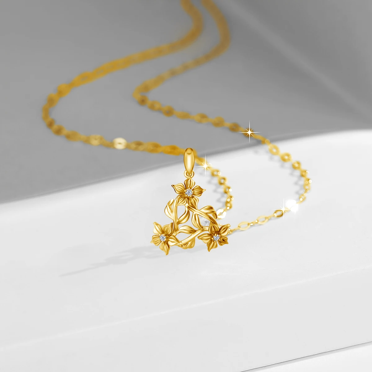 Szjinao Yellow Flower Moissanite Necklace With Certificate 3 Stone Engagement  Jewelry For Women Trend Girl Gift Free Shipping