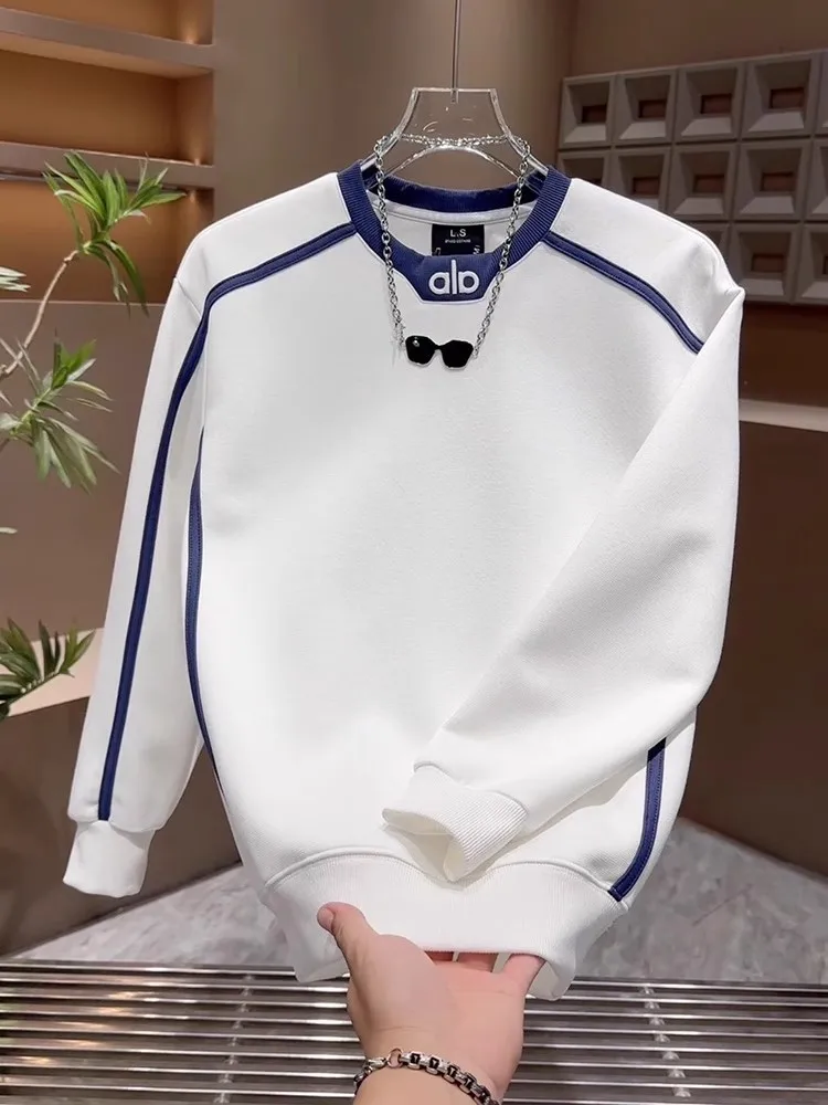 

Korean Sle Fce Lined Men's Sweatirt Casual Striped Outerwear Autumn Winter New Faion Streetwear Comfortable Long Sle...