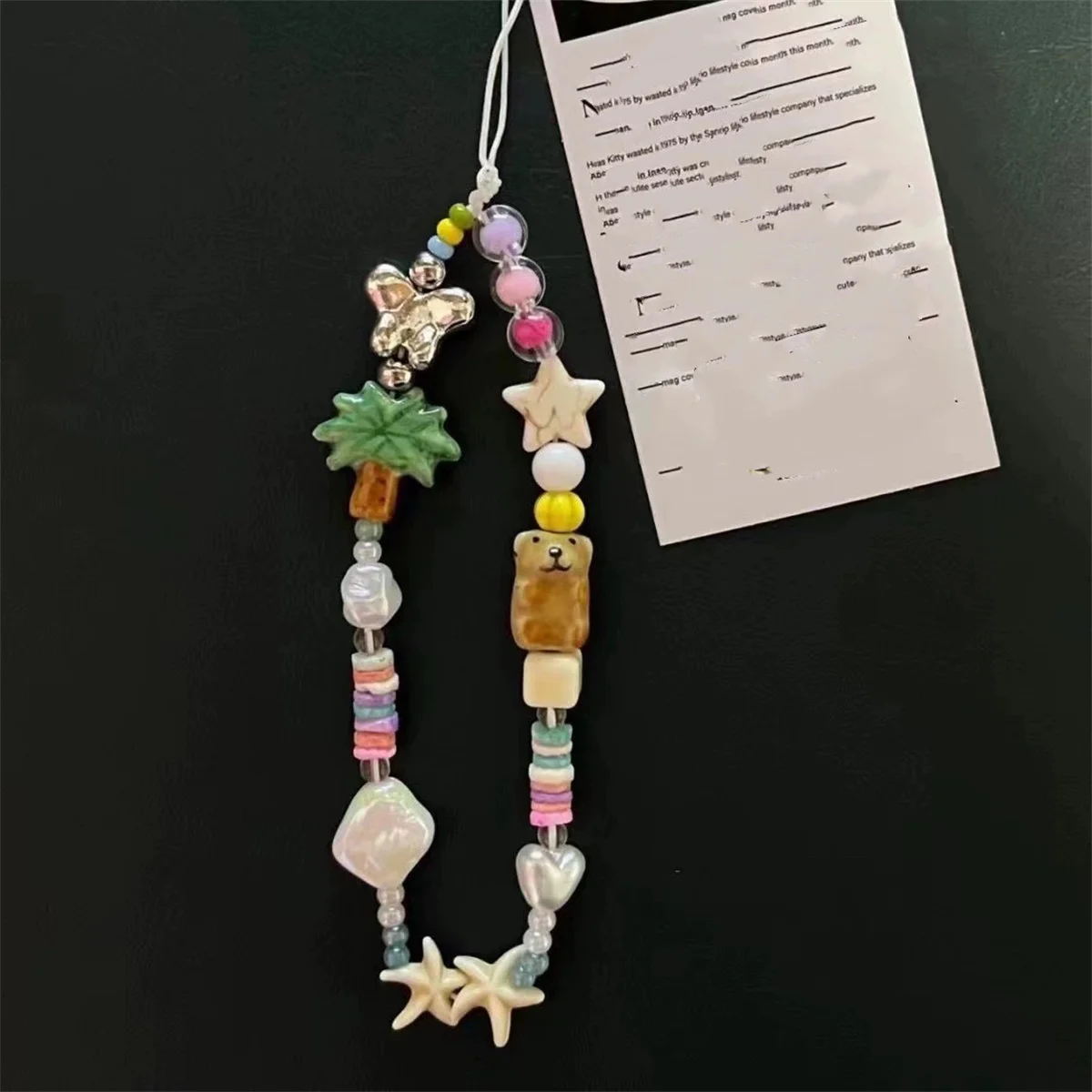 Corda de Suspensão para Celular com Design de Coqueiro e Estrela-do-mar, para Câmera CCD, Peça de Suspensão Xyun, Corda Anti-Perda, Fio de Contas DIY