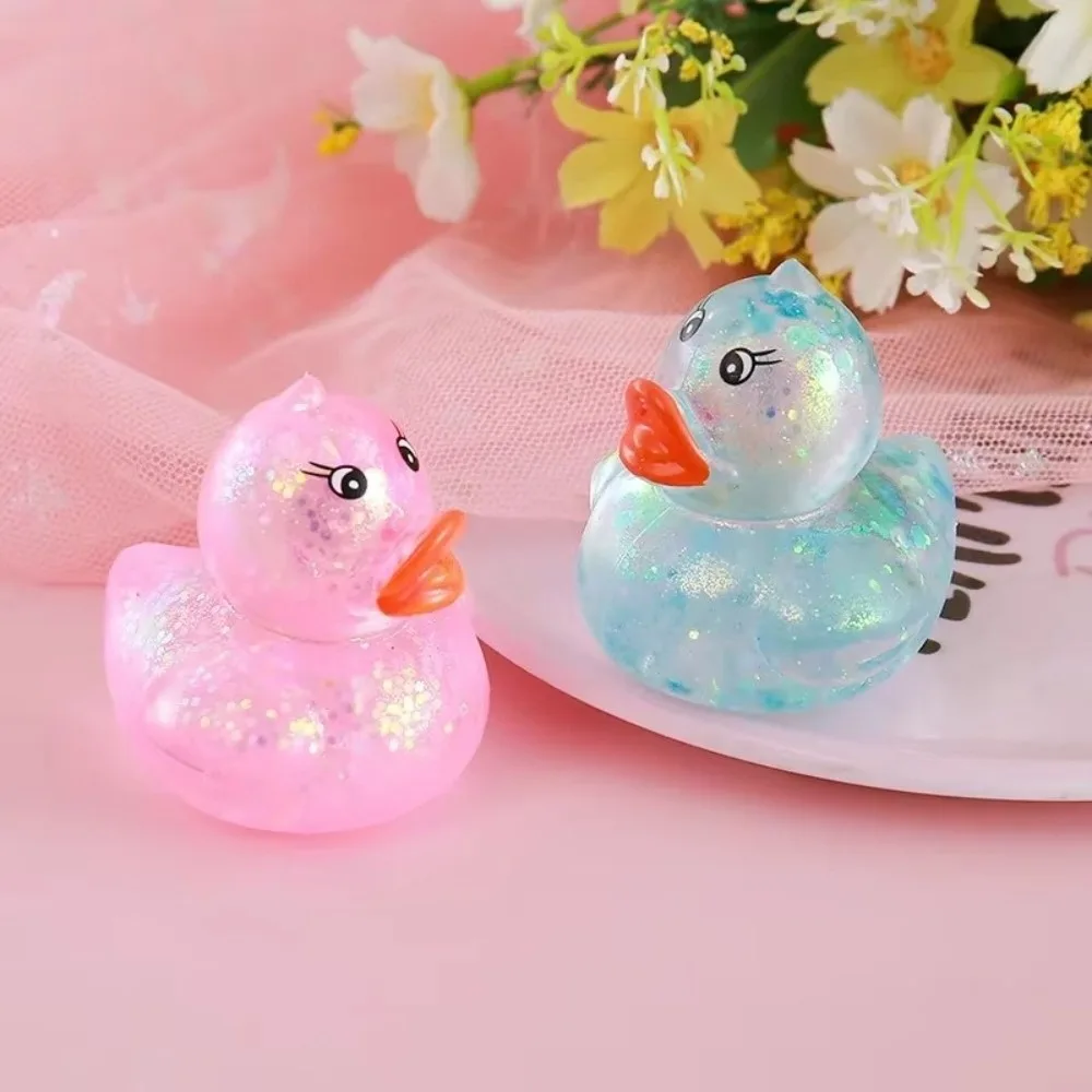 Random Color Duck Squeeze Toy Soft Glitter Sequins Animal Stress Toy Maltose Texture Aurora Color Decompression Toy Party Gifts