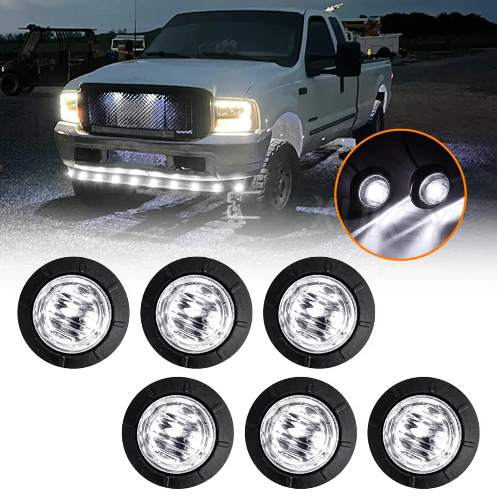 

6x Mini Round 3/4" LED Side Marker Light 12V 24V White Indicator Signal Grille Lamp Truck Trailer Caravan Camper UTV UTE RV DRL