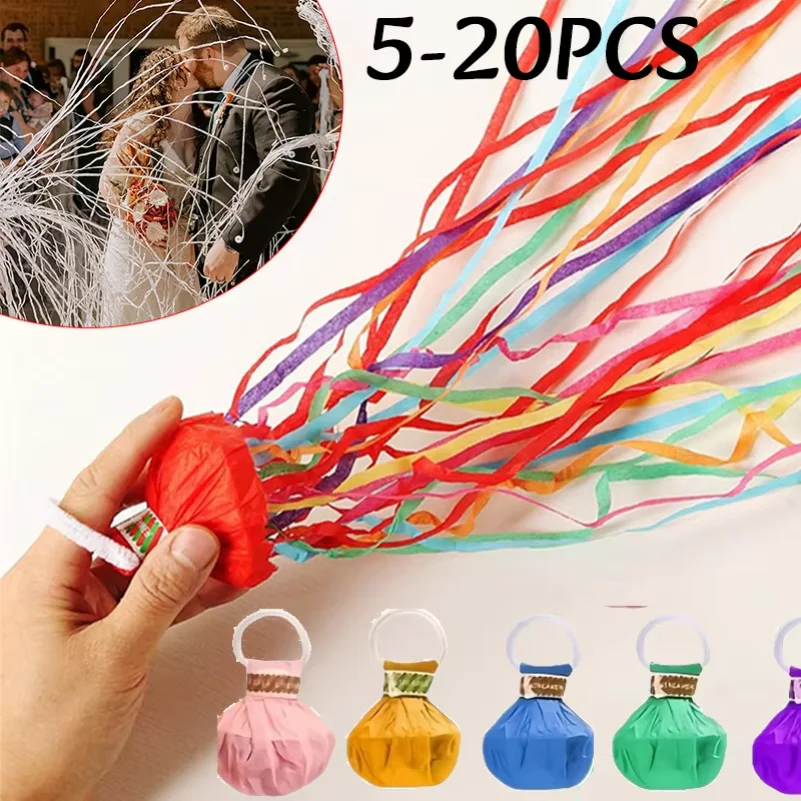 10-30pc Colorful Hand Throw Streamer Poppers Wedding Birthday Festival Decor Throw Streamers Poppers No Mess Paper Party Gift