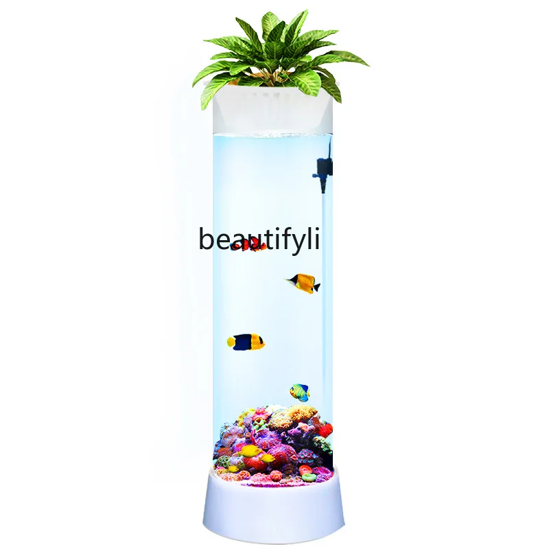 

Fish Tank Living Room Small Cylindrical Fish Globe Vertical Aquarium Change Water Ecological Fish Tank