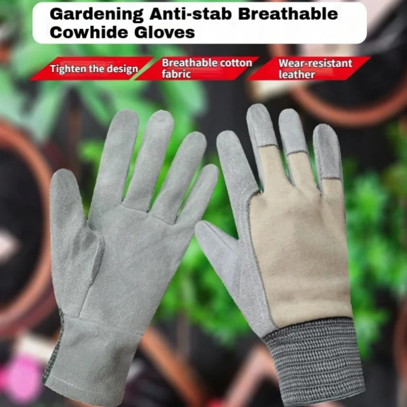 

Leather mechanical welding protective gardening resistant and stab gloves,hiking camping Safety Non-slip wear-resistant gloves