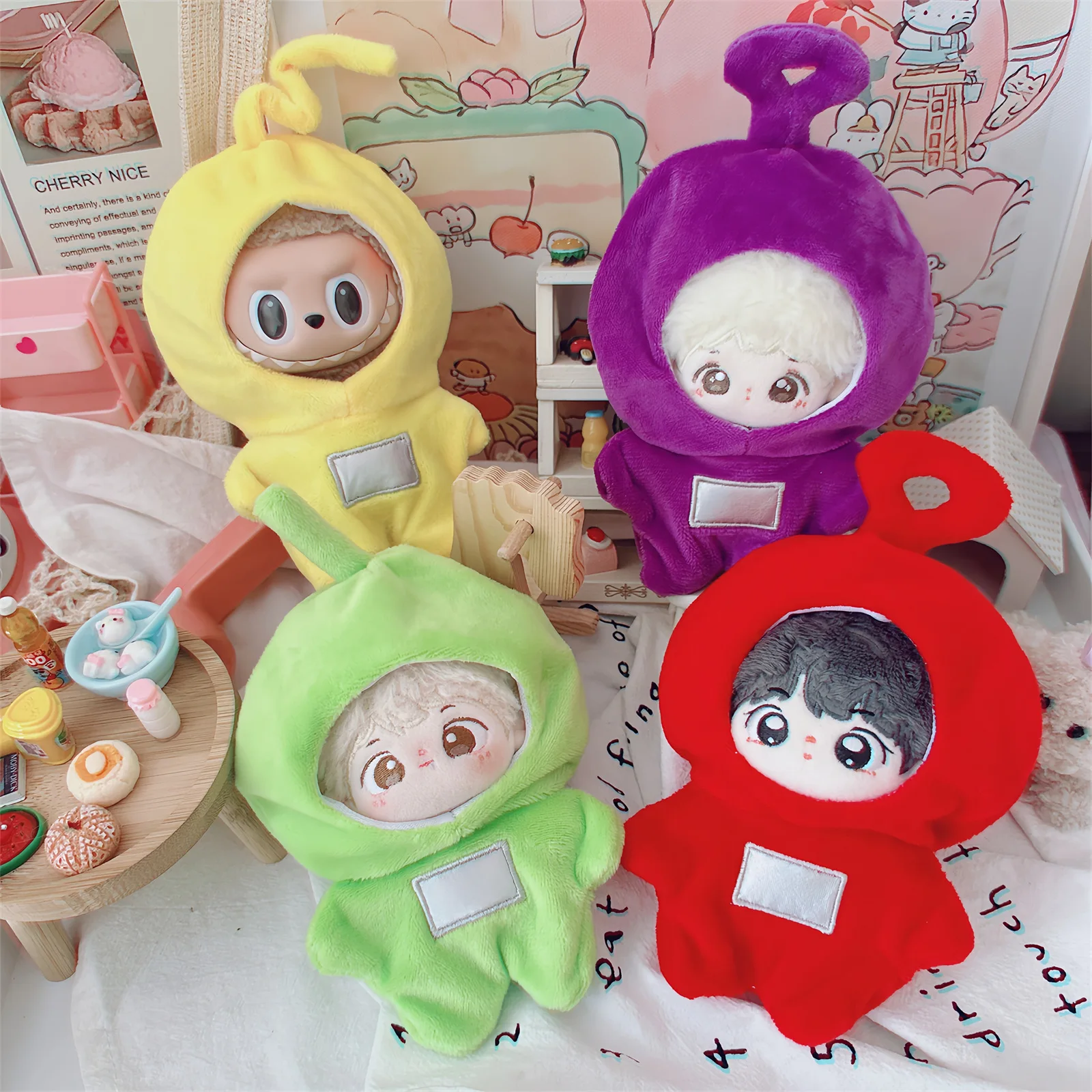 10cm Kawaii Idol Doll Clothes Cute Red Green Yellow Coat Doll Clothes Plush Cotton Doll Clothes Accessories Girls Kids Gifts