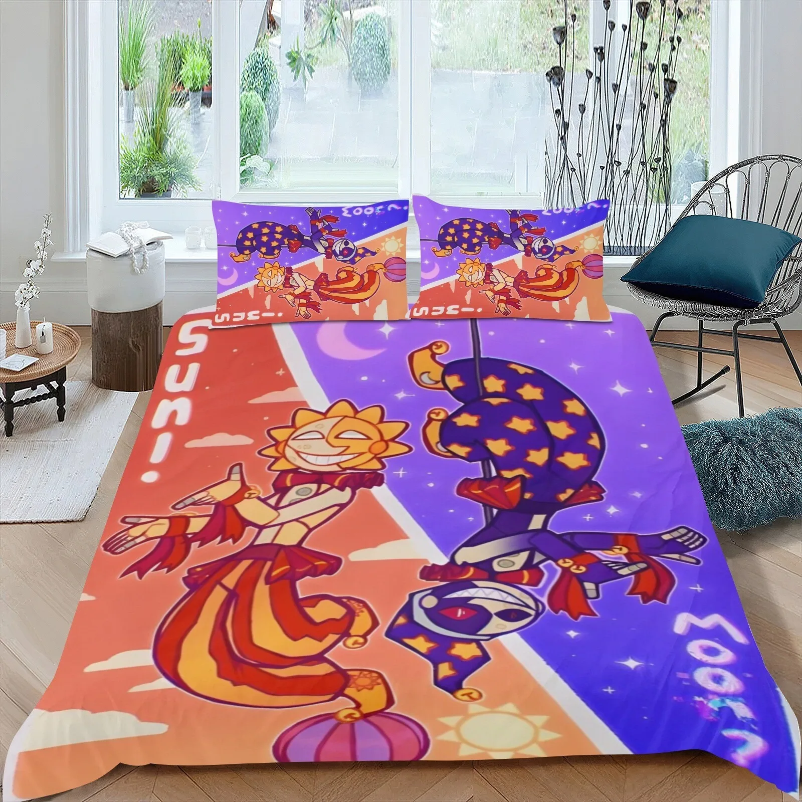 Sundrop Moondrop Duvet Cover Pillowcase Bedding Set Adult Boy Girl Bedroom Decoration Children Gift Single Double Large Size