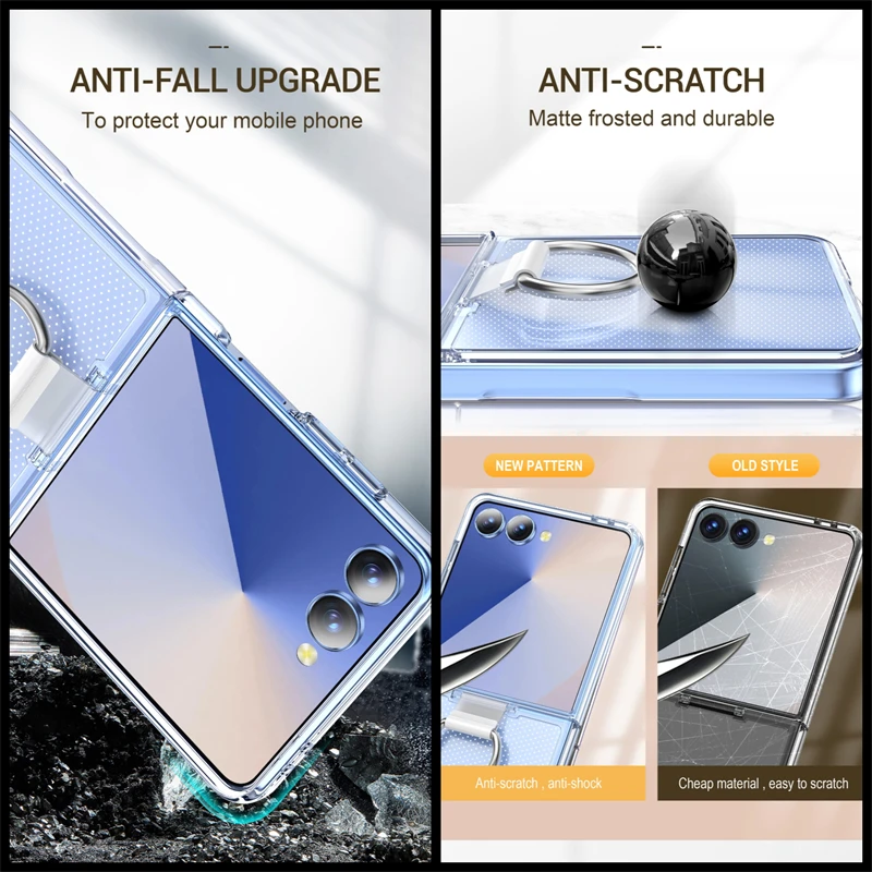 Etui na telefon z pierścieniem i funkcją uchwytu, odporne na wstrząsy, do Galaxy Z Flip 7 6 5 4 3, do Samsung Z Flip7 ZFlip7 flip6 5G, twarda obudowa tylna z PC