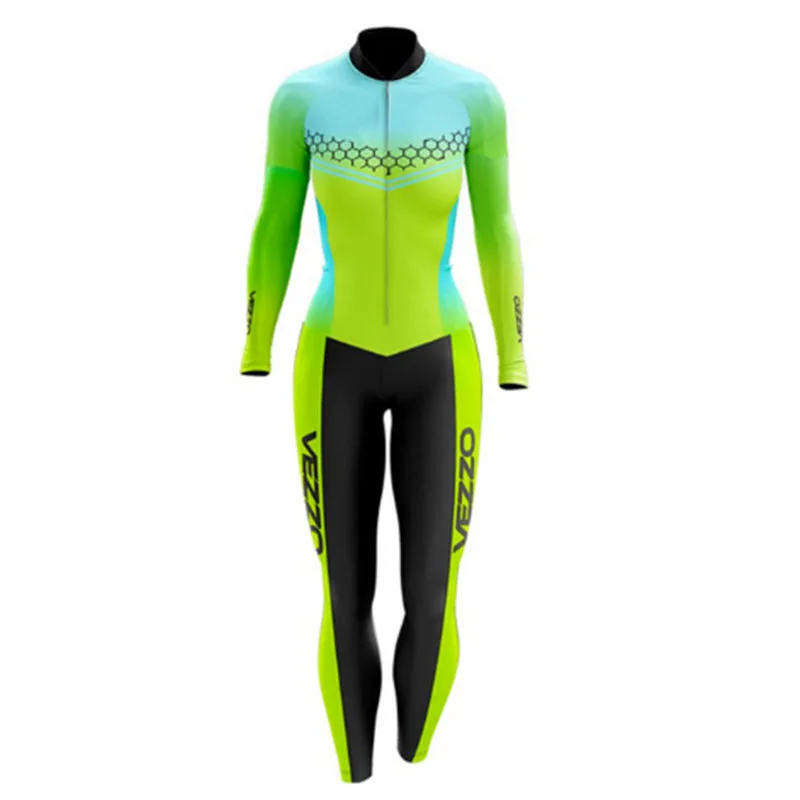 

2021 Vezzo Women's Long Triathlon Clothing Cycling Skinsuit Maillot Ropa Ciclismo Go Pro Gel Pad Bicycle Jersey Sets Jumpsuit