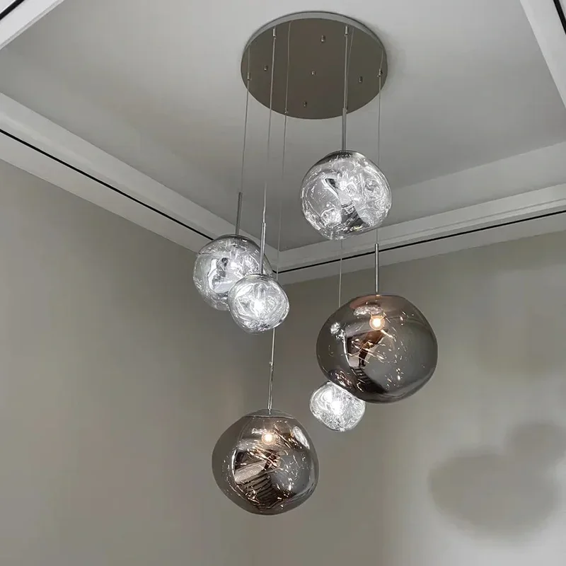 Nordic LED Ceiling Pendant Lamp Glass Lava Effect Decor Home Fixtures for Kitchen Hanging LED Pendant Lights Lighting Decor Home
