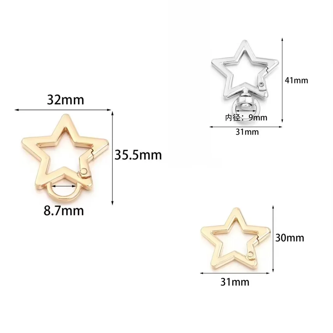 5 Stück/Set Hohlsternförmige Federverschlüsse Metall-Karabiner Schlüsselanhänger Taschenclip Hundekettenverschluss Verbinder DIY Schmuckherstellung – Detail 1