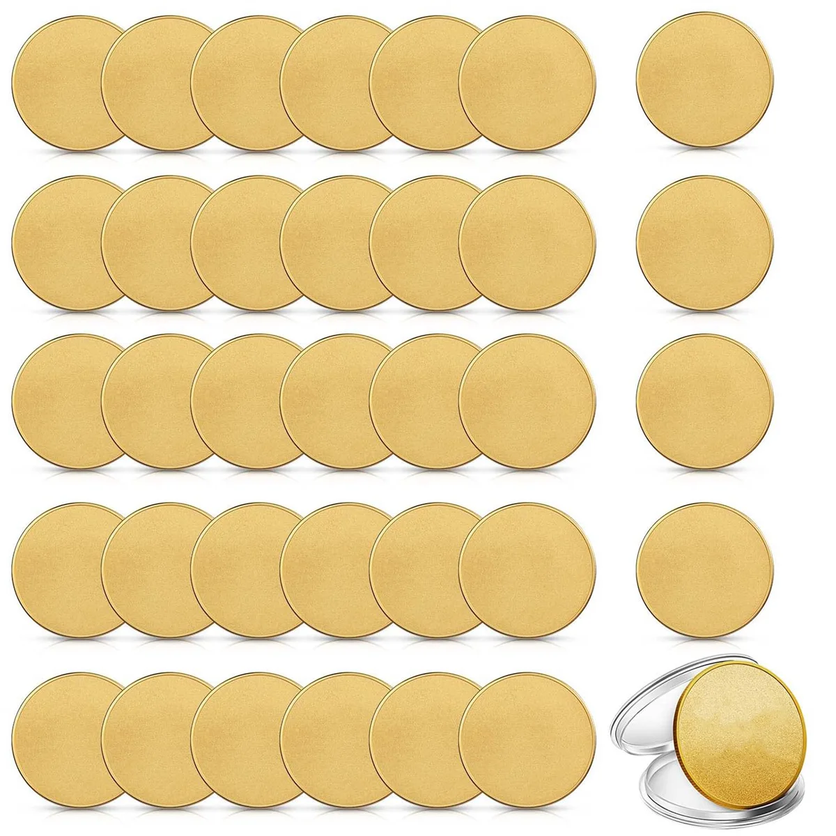 30 Pcs Blank Challenge Coins for Engraving Blanks Coin Threaded Edged 40 mm with Acrylic Protection Box