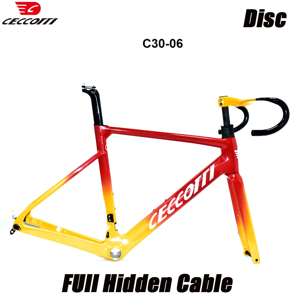 CECCOTTI Newest Model Carbon Frame  Road Bike Full Hidde Cable Design And T47BB Bicycle Frameset